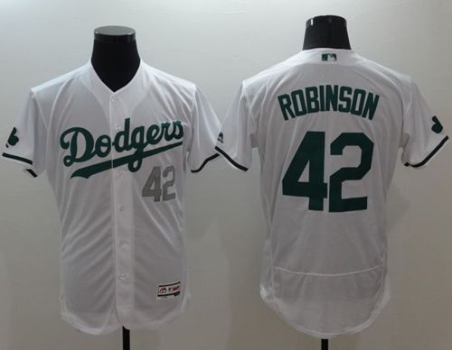 Dodgers #42 Jackie Robinson White Celtic Flexbase Authentic Collection Stitched MLB Jersey - Click Image to Close